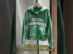 Tùy chỉnh 400/500 GSM trọng lượng nặng Kéo dây kéo cổ điển Bản vá acomoidery axit rửa hoodie