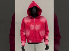 tùy chỉnh rửa thêu logo mặt trời mờ zip lên áo khoác