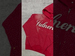 2025 New Custom Luxury Rhinestone Oversized Baggy Boxy Zip Up Hoodies Vintage Rửa mặt trời Mờ đi