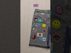 Miếng vá thêu tùy chỉnh Logo Túi quần short rộng rãi Chất lượng cao Đường viền thô Denim cổ điển Quần jean ngắn