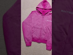 Bộ đồ thể thao rộng thùng thình Acid Wash tùy chỉnh cho nam, phong cách đường phố, áo có khóa kéo, quần nỉ 100% cotton