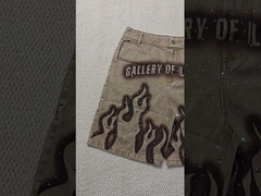 Tùy chỉnh 2025 Quần ngắn mới Jorts Streetwear High eo Vintage Stone Wash Rhinestone Bargy Oversize