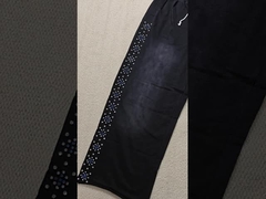 Quần Jogger Tùy Chỉnh Quần Nỉ Quá Khổ Cotton French Terry Ống Suông Rộng Rãi Giặt Axit Ống Loa Đính Đá