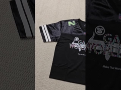 Áo bóng đá phong cách Mỹ cổ điển in logo đá Rhinestone tùy chỉnh cho nam, chất liệu lưới cao cấp, dáng hộp, cropp