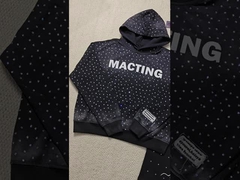 Ứng dụng tùy chỉnh thêu Đá nhựa rhinestone ròng lên áo khoác Ác rửa vintage rửa len vải