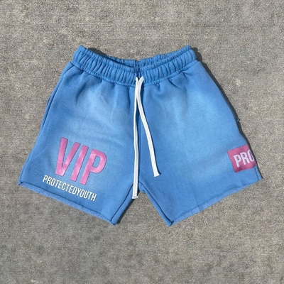 Mua Custom Puff Print Logo Acid Wash Shorts Cotton Fleece Zipper Pockets Sweat Shorts cho nam giới online manufacture