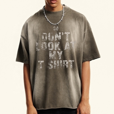 Mua 320Gsm giặt axit áo phông lớn áo phông bông áo phông hạng nặng áo phông cổ Vintage Sun Fadeed Streetwear online manufacture