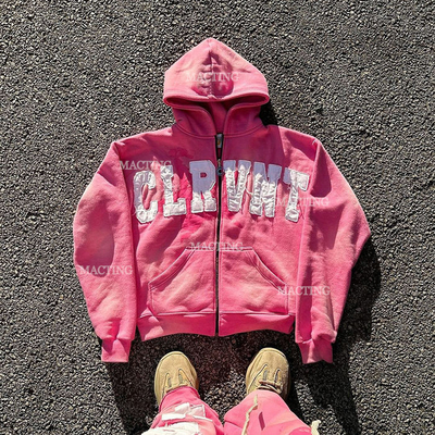 Mua Logo tùy chỉnh đồ đường phố 500gm Hoodie giặt axit với thêu chenille online manufacture