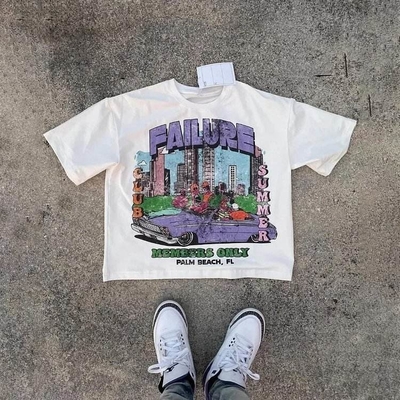 Mua Boxy Graphic 300 gsm 100% Cotton T-Shirt Màu sắc Custom Silk Screen DTG Puff Print T-Shirt online manufacture
