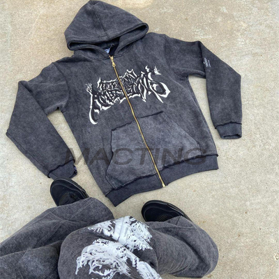 Mua Trang phục đường phố tùy chỉnh zipper zip up hoodies và quần thể thao mở rộng đặt theo phong cách cổ điển online manufacture