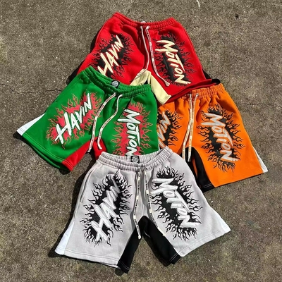 Mua Trang phục đường phố bông tùy chỉnh Jogger Baggy Acid Wash Puff Print Casual Plus Size Sweat Shorts online manufacture