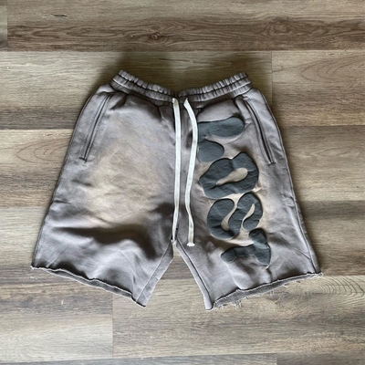 Mua Acid Wash Mặt trời mờ Shorts lớn Custom Logo Puff Print Người đàn ông Pháp Terry Joggers online manufacture