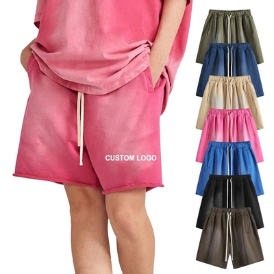 Mua Mặt trời mờ rửa 3d in quần short vintage đá axit rửa 100% bông quần short dài nam online manufacture