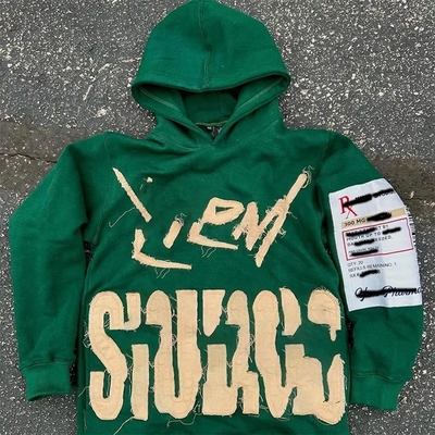 Mua Đặt hàng 420 gsm Hoodie quần áo đường phố nam giới với thêu đốm Thiết kế rửa axit cổ điển online manufacture