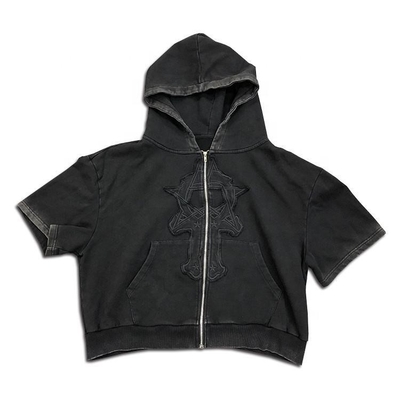 Mua áo thun trắng vintage đen bán lẻ chống nhăn Summer Streetwear Hoodie rửa thêu online manufacture