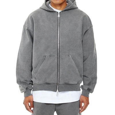 Mua Hít thở Logo tùy chỉnh Đàn ông Hoodie 100% Cotton Pháp Terry Zipper Up Oversized online manufacture