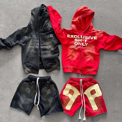 Mua Acid Wash Zip Up Hoodie và Sweatpants Set thiết kế tùy chỉnh cho nam giới online manufacture