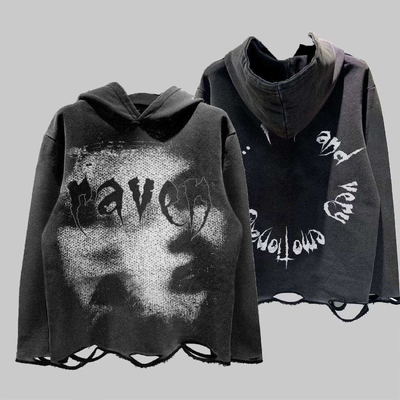 Mua Vải bông Unisex Hoodie đau khổ in màn hình Pháp Terry áo len online manufacture