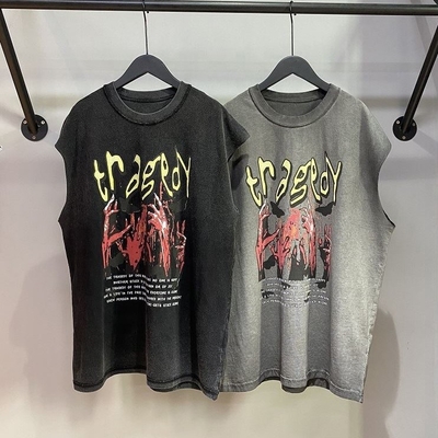 Mua Đồ rửa axit dành cho nam giới Vintage Tank Top với thiết kế lớn và DTG Print Logo online manufacture