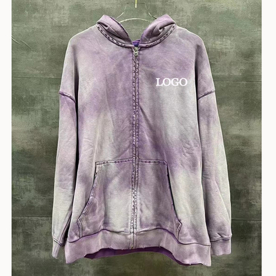 Mua Vintage distressed xé tie dye zip up hoodies kim phát hiện và mô hình tùy chỉnh online manufacture