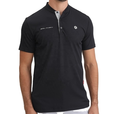 Mua 2024 Thiết kế cổ áo Mandarin thêu cao su Logo silicone Slim Fit Golf Polo T-Shirt online manufacture