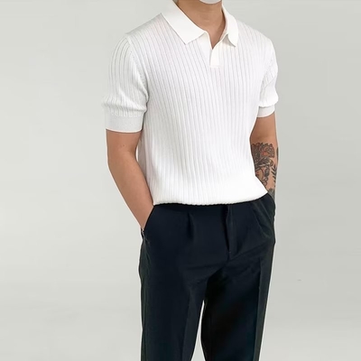 Mua Mùa hè 2024 thời trang thanh lịch thời trang Quarter tay áo sơ mi cổ áo Polo đơn giản cho nam giới online manufacture
