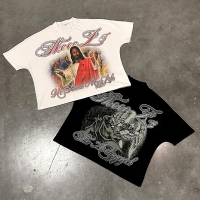 Mua áo sơ mi màu đen hộp DTG in Logo Hip Hop Streetwear áo sơ mi nam giới nữ trong bông hạng nặng online manufacture