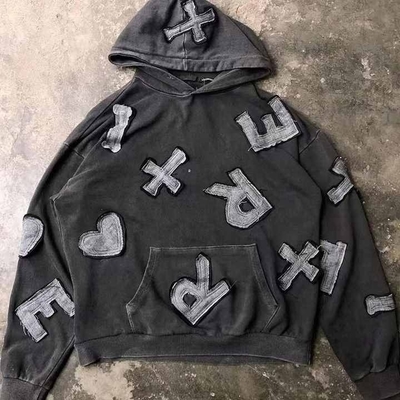 Mua Nhận dạng kim Có Trang phục đường phố tùy chỉnh Ứng dụng Phong thêu đau đớn Hoodie cho nam giới online manufacture