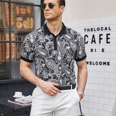 Mua Vải đan tùy chỉnh Đàn ông Slim Fit Paisley Polo áo phông hoa in áo phông MACTING online manufacture
