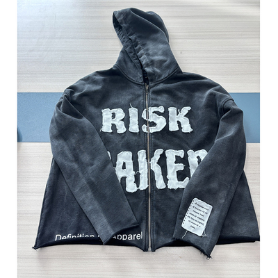 Mua Đồ mặc nam giới nặng 400gsm Vintage Acid Wash Zip Up Hoodie với miếng dán online manufacture