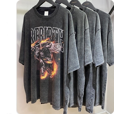 Mua T-shirt tùy chỉnh nam giới in màn hình lụa kích thước lớn Vintage đau khổ Ác rửa Tee S-5XL online manufacture