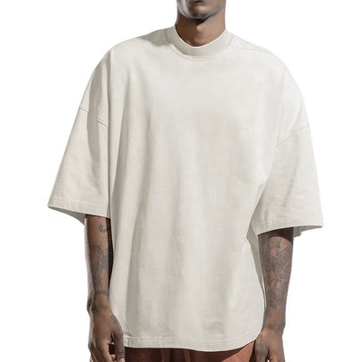 Mua In tùy chỉnh 100% vải cotton Rib Mock Neck T-shirt trắng cho nam giới Phương pháp dệt đan online manufacture