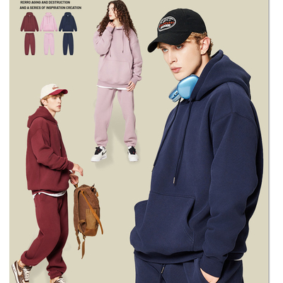 Mua áo len thêu đúc nặng áo len nón 350gm áo len bông nặng Pháp Terry vải vải dày Hoodie đàn ông online manufacture