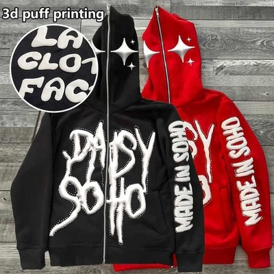 Mua đàn ông puff in ấn zip lên áo khoác hoodie Full Face Rhinestone 3d Puff in ấn cho Streetwear phong cách online manufacture