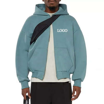 Mua Áo hoodie kéo kéo dài hai kéo dài của nam giới trong phong cách giặt cổ điển với vai giảm và thiết kế cắt online manufacture