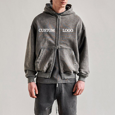 Mua Streetwear đau khổ rách rửa Hoodies tùy chỉnh Cotton Double Zipper Hoodie cho nam giới online manufacture