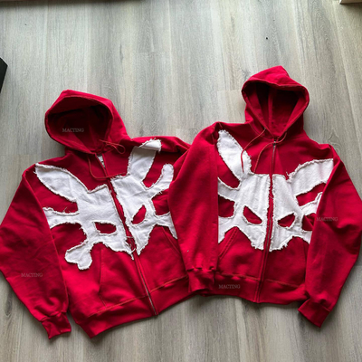 Mua WASHED Custom 500 Gsm Streetwear hạng nặng Pháp Terry Vintage Acid Wash Đau đau đớn Patch áp dụng thêu zip Up Hoodie online manufacture