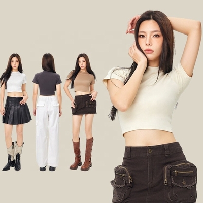 Mua Bản in tùy chỉnh Logo đồ họa cắt sơ sinh áo sơ mi phụ nữ bông trồng trên trong thiết kế Y2K online manufacture
