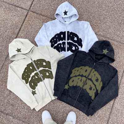 Mua High Weight Cotton Custom Hoodies được thêu trong phong cách Vintage Distressed cho nam giới online manufacture