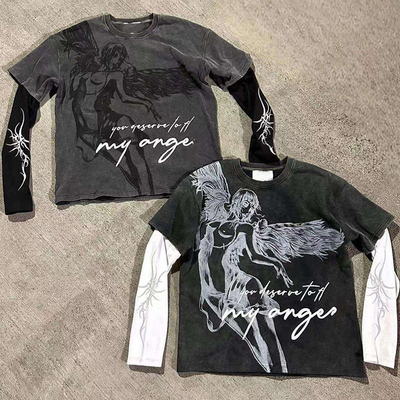 Mua Vintage Acid Wash Áo thun nam cổ áo O-Neck Casual Style Double Layer 100% Cotton online manufacture