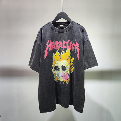 Mua Black Acid Wash Unisex Custom Logo DTG Print Drop Shoulder T-shirt cho bông cổ online manufacture