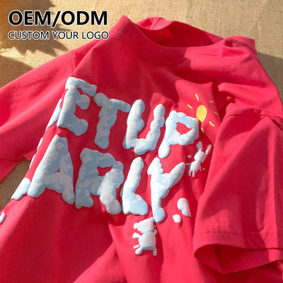 Mua Bông nặng Đơn giản Graphic Oversized Foam Screen Printing Áo thun nam giới với logo tùy chỉnh online manufacture