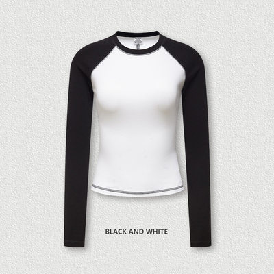 Mua 5xl 4xl 3xl 100 bông áo sơ mi tay dài O-Neck Collar Phụ nữ Y2k Vintage Contrast Raglan trắng online manufacture