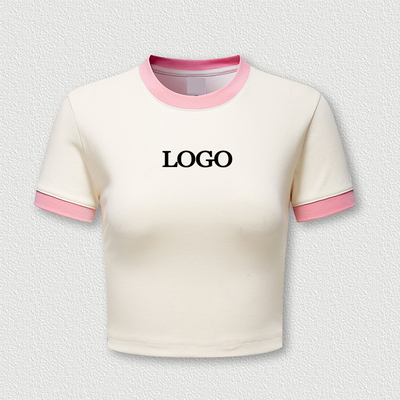 Mua Custom Y2k Graphic Printed Streetwear Pink Baby Tee Ringer Crop Top T-shirt cho phụ nữ online manufacture