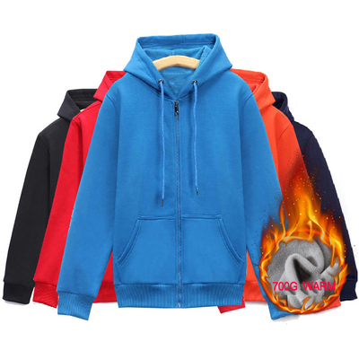 Mua áo phông trùm nắp zip đầy đủ Unisex 700G ấm áp mùa đông Hoodies Thiết kế màu sắc rắn online manufacture