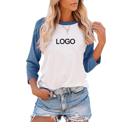 Mua 6xl 4x 3/4 áo khoác tay dài với áo sơ mi tay dài Phụ nữ Polyester Cotton Crew Neck Blank Raglan Baseball Jersey Tee Shirt online manufacture