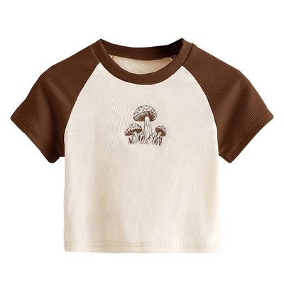 Mua Áo thun điêu khắc in đồ họa cho phụ nữ với thiết kế nấm dễ thương và tay áo Raglan online manufacture
