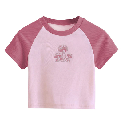Mua Tùy chỉnh kiểu mẫu loại áo thun tay ngắn phụ nữ màu hồng in nấm Sexy Casual online manufacture