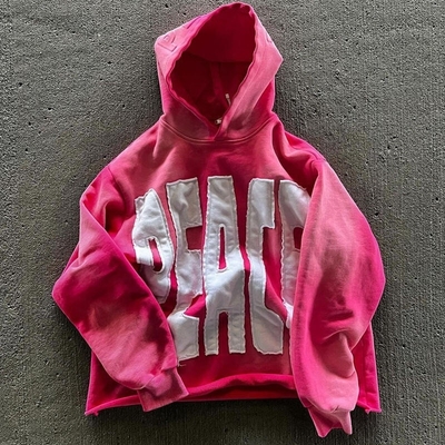 Mua Mens giặt axit hoodie lớn áo phông thêu công việc patch thêu đau khổ áo phông hoodie cho nam giới online manufacture