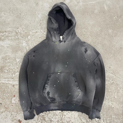 Mua Đàn ông tùy chỉnh mặt trời mờ Hoodie đen với Vintage đau khổ axit rửa trong 100% bông online manufacture
